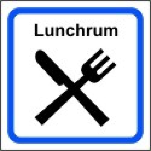 Lunchrum  skylt B 147x147 mm
