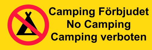 Camping Förbjudet skylt 440x147 mm