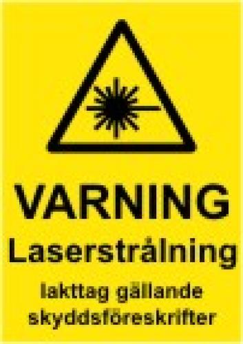 Laserstrålning iakttag ..... dekal 208x295 mm