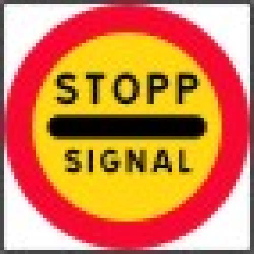 Stopp vid signal dekal 147x147 mm